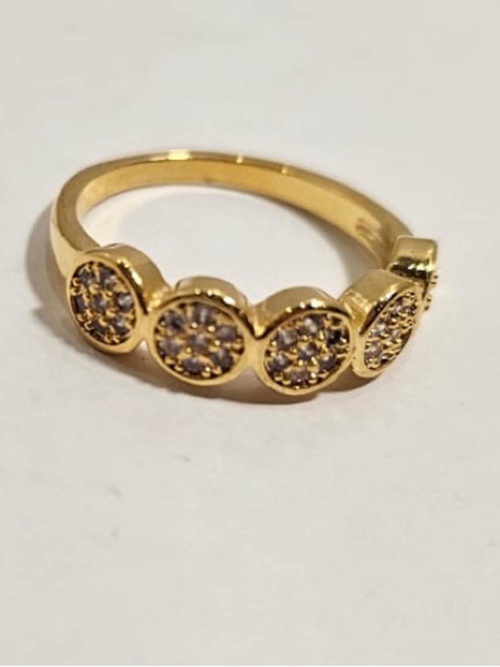 New Gold Plated Pave Circle Statement Ring - Sparkling Crystal Band - Size 6